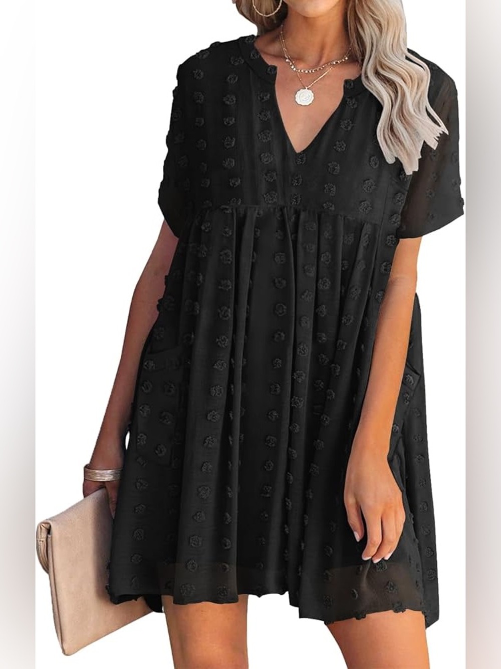 MIHOLL Womens V Neck Dress With Pockets XXL